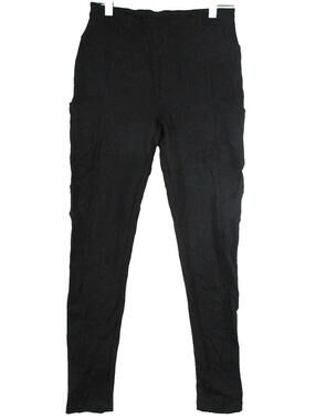 Mudd Womens High Rise Ponte Leggings Skinny Leg Slash Pockets Size S Black